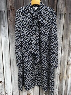 LK Bennett Lotte Domino Print Dress Silk Black 12